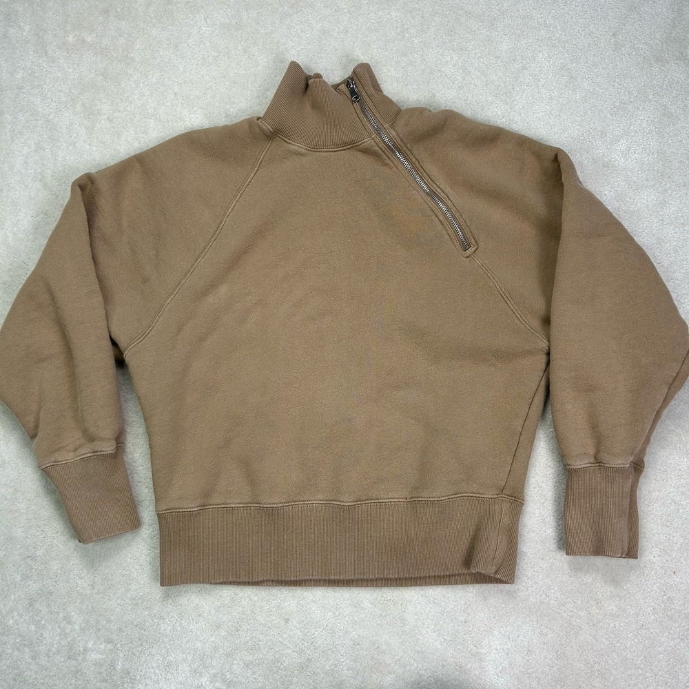 Marissa Webb So Uptight Funnel Neck Sweatshirt XS Asymmetrical Zipper Terry